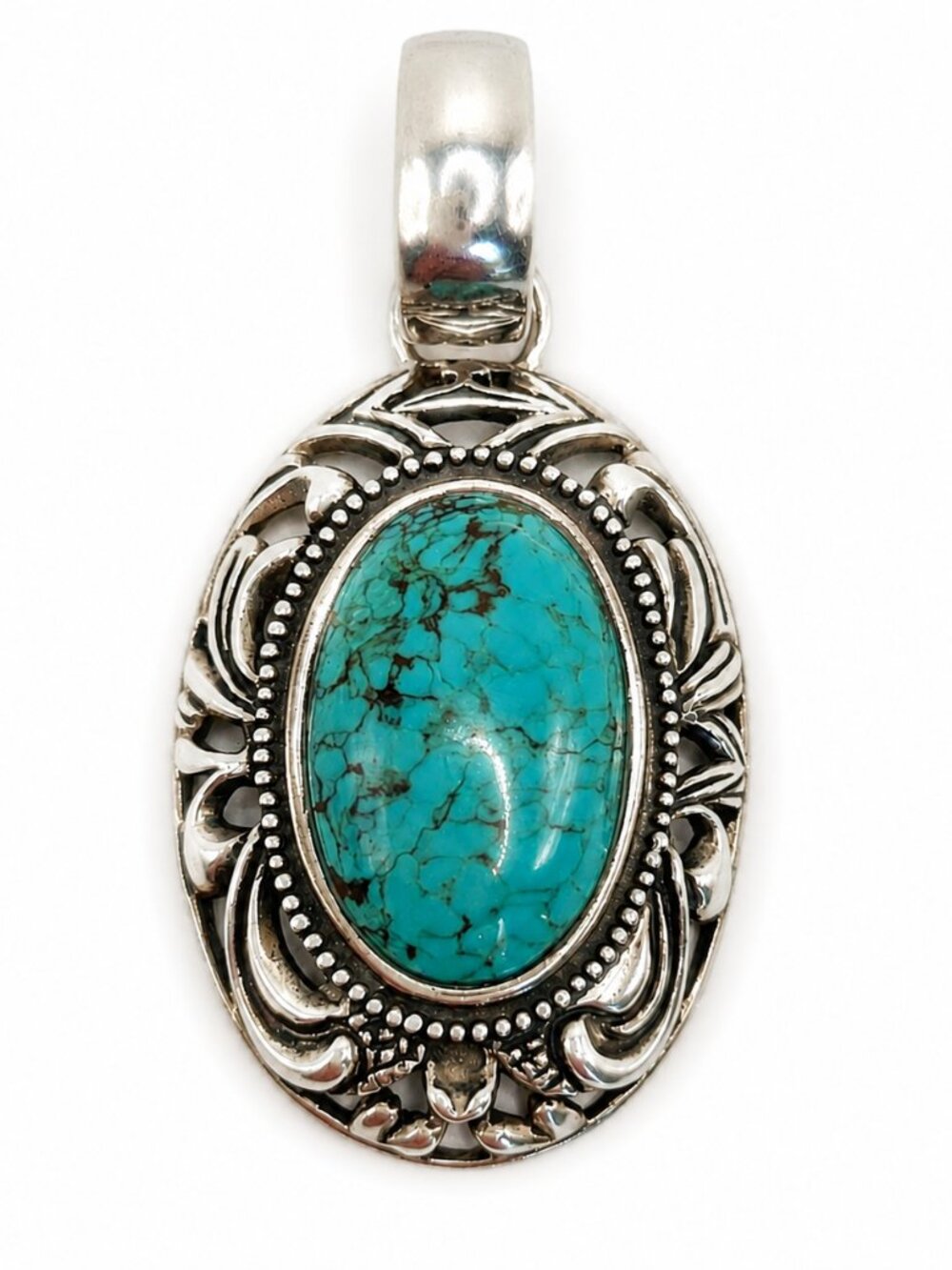 Vintage Barse Sterling Silver 925 Turquoise Pendant Enhancer